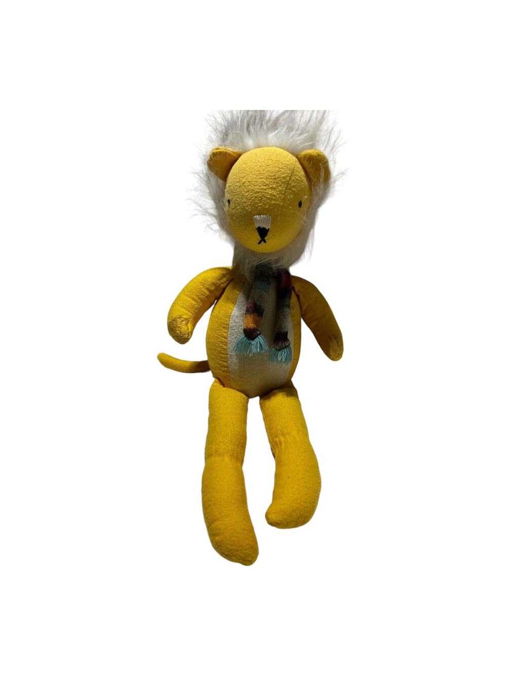 Land Of Nod Lion Plush Yellow Scarf 20” Stuffed Animal FLAWS